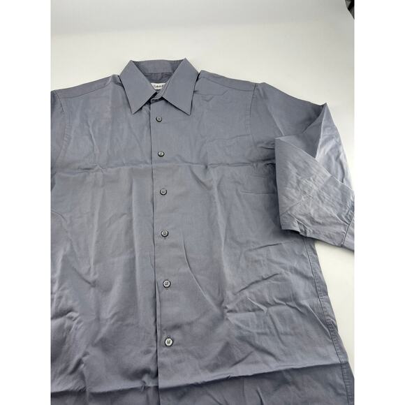 Calvin Klein Shirt Mens Size 15 32/33 Med Gray Button Up Long Sleeve Work Career - Picture 3 of 8
